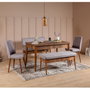 Hanah Home Banca Soho, Nogal Terciopelo Patas Carpe 110x40x46cm